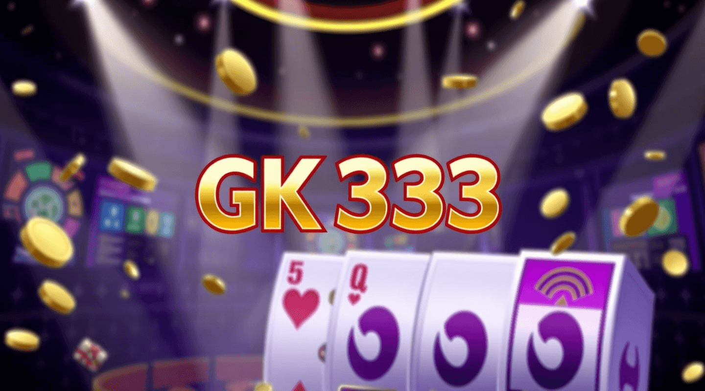 GK333 online casino homepage banner showcasing slots and live games